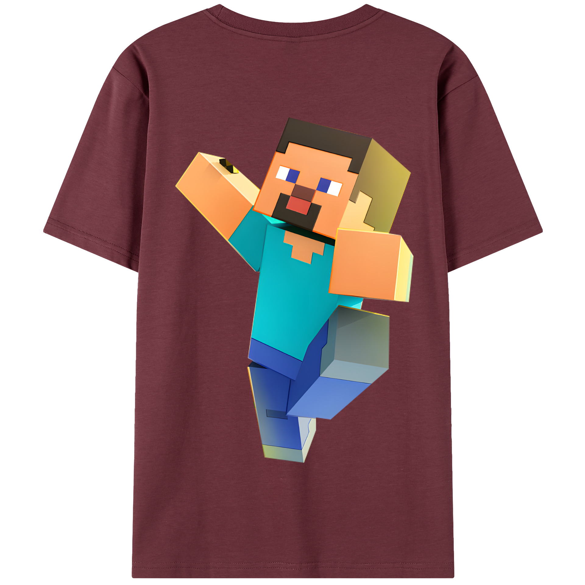 （画像用） マインクラフト ブロックの世界 Minecraft MC Block world 綿100％半袖Tシャツ（背面プリント）